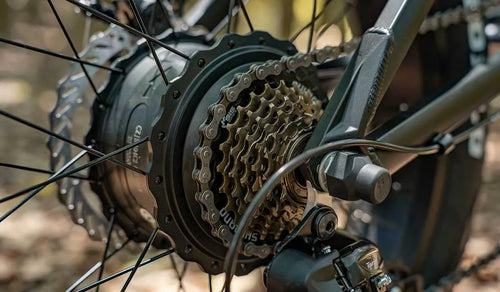 Electric bicycle gears and chain close-up