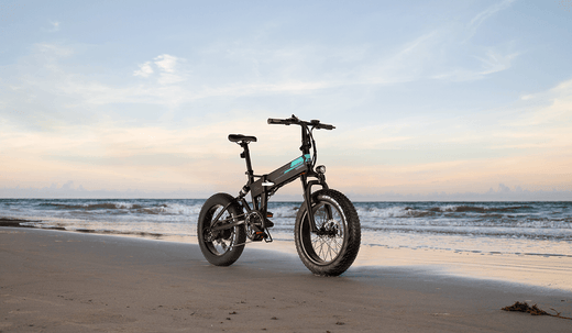 Fiido M1pro electric bicycle parked at the seaside