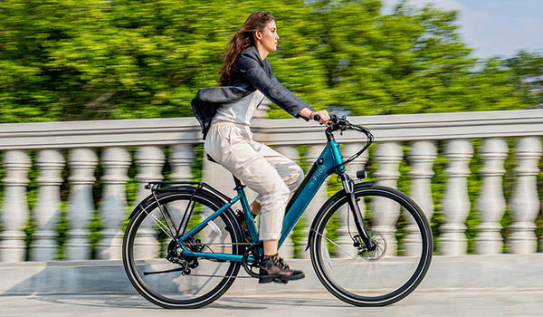 Woman riding electric bike