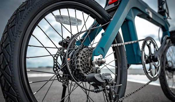 The image shows the motor of the Fiido X electric bike.