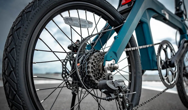 Side view of the motor on the Fiido X electric bike