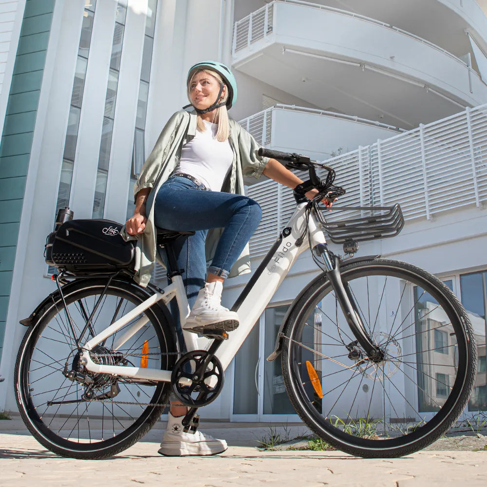 Fiido C11 Step-Through E-Bike, 500W 55Nm Motor, 7-Speed Gears, Front Suspension, Adult City Electric Bike, Emerald Blue Standard