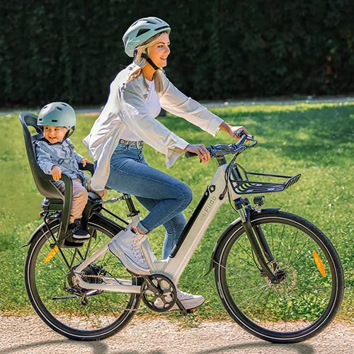 Woman riding a Fiido city e-bike